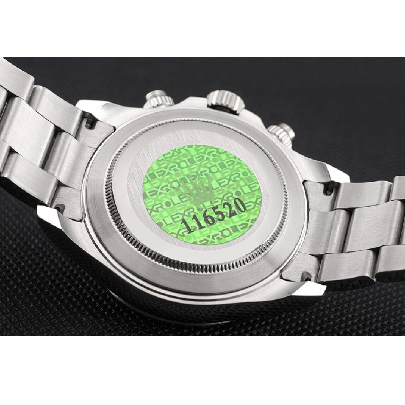 Aaa fake watches 80296 Black Bracelet Stainless Dial Rolex Daytona Swiss Steel 0626